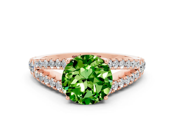 Rose gold Round Cut Cut Split Shank Pave Diamond Engagement Ring with Four-Prong Setting