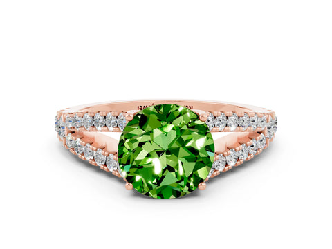 Rose gold Round Cut Cut Split Shank Pave Diamond Engagement Ring with Four-Prong Setting