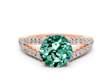 Rose gold Round Cut Cut Split Shank Pave Diamond Engagement Ring with Four-Prong Setting