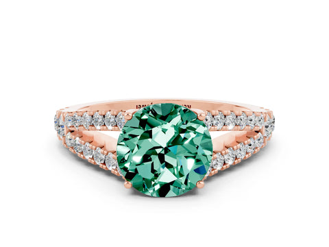 Rose gold Round Cut Cut Split Shank Pave Diamond Engagement Ring with Four-Prong Setting