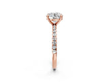 Rose gold Round Cut Diamond Brilliant Solitaire Ring with Pavé Band and Four-Prong Setting_17