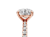Rose gold Round Cut Diamond Brilliant Solitaire Ring with Pavé Band and Four-Prong Setting_174