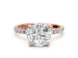 Rose gold Round Cut Diamond Brilliant Solitaire Ring with Pavé Band and Four-Prong Setting_21