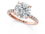 Rose gold Round Cut Diamond Brilliant Solitaire Ring with Pavé Band and Four-Prong Setting_22