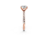 Rose gold Round Cut Diamond Brilliant Solitaire Ring with Pavé Band and Four-Prong Setting_23