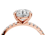 Rose gold Round Cut Diamond Brilliant Solitaire Ring with Pavé Band and Four-Prong Setting_25