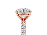 Rose gold Round Cut Diamond Brilliant Solitaire Ring with Pavé Band and Four-Prong Setting_26