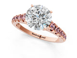 Rose gold Round Cut Diamond Cathedral Solitaire Ring with Round with Morganite side stone Pavé Band_13