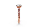 Rose gold Round Cut Diamond Cathedral Solitaire Ring with Round with Morganite side stone Pavé Band_14