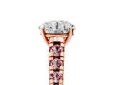 Rose gold Round Cut Diamond Cathedral Solitaire Ring with Round with Morganite side stone Pavé Band_17