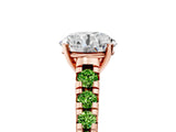 Rose gold Round Cut Diamond Cathedral Solitaire Ring with Round with Peridot side stone Pavé Band_5