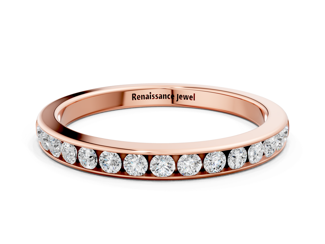 Rose gold Round Cut Diamond Channel Set Eternity Band_4