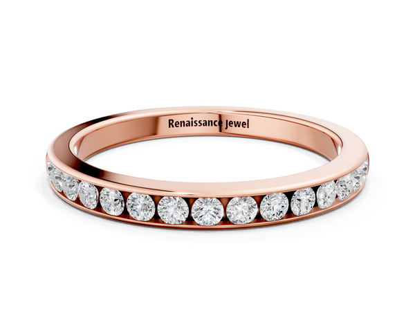 Rose gold Round Cut Diamond Channel Set Eternity Band