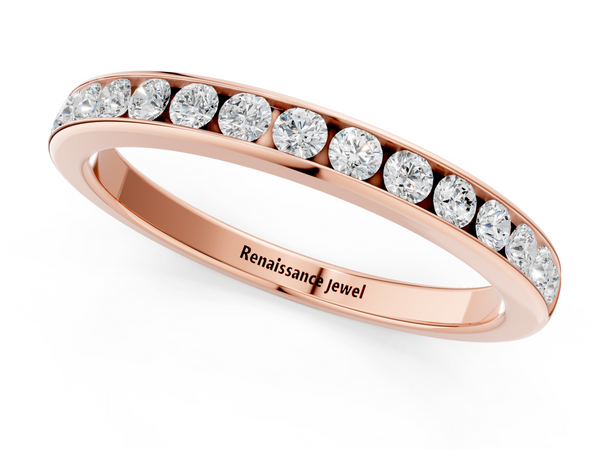 Rose gold Round Cut Diamond Channel Set Eternity Band