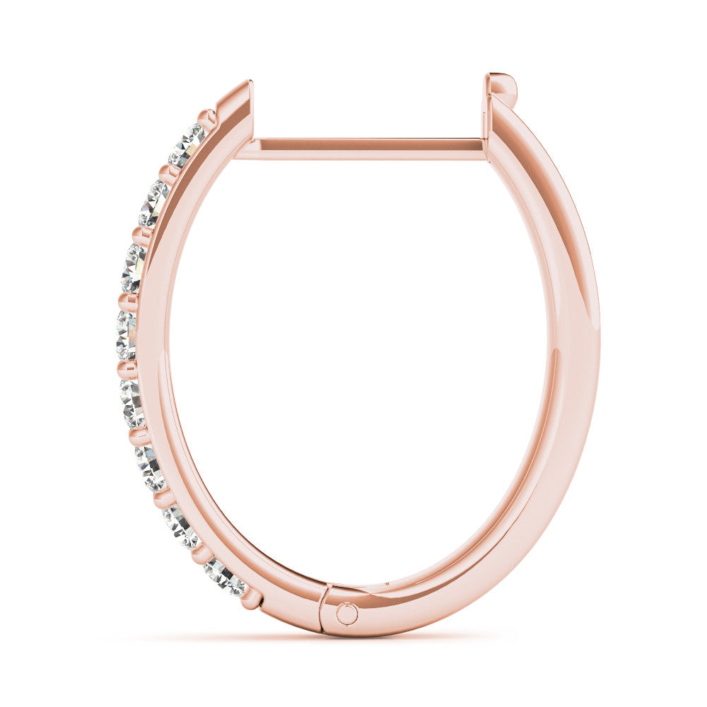 Rose gold Round Cut Diamond Channel Set Hoop Earrings with Prong Setting 2