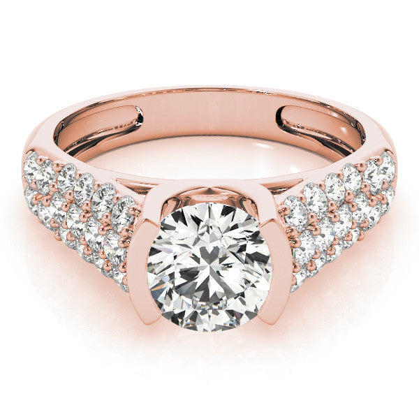 Rose gold Round Cut Diamond Channel Set Pave Band with Tension Prong Setting 1