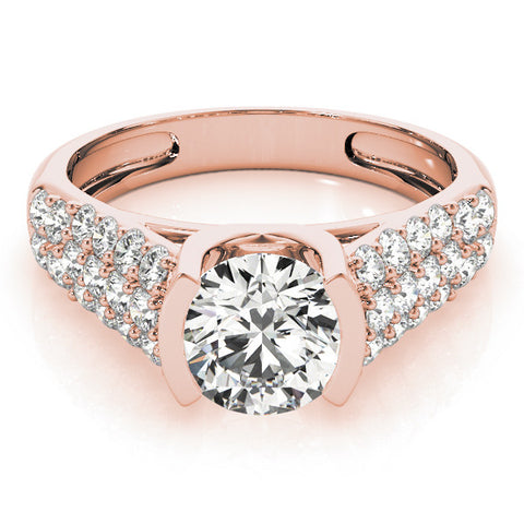 Rose gold Round Cut Diamond Channel Set Pave Band with Tension Prong Setting 1