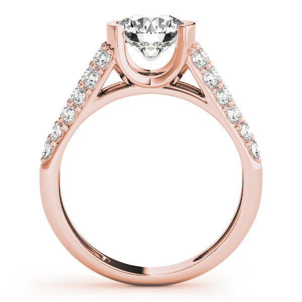 Rose gold Round Cut Diamond Channel Set Pave Band with Tension Prong Setting 2