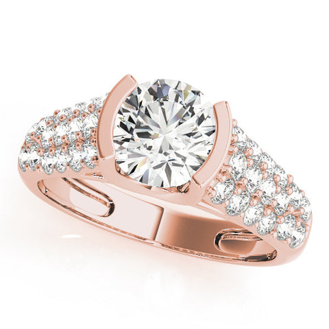 Rose gold Round Cut Diamond Channel Set Pave Band with Tension Prong Setting