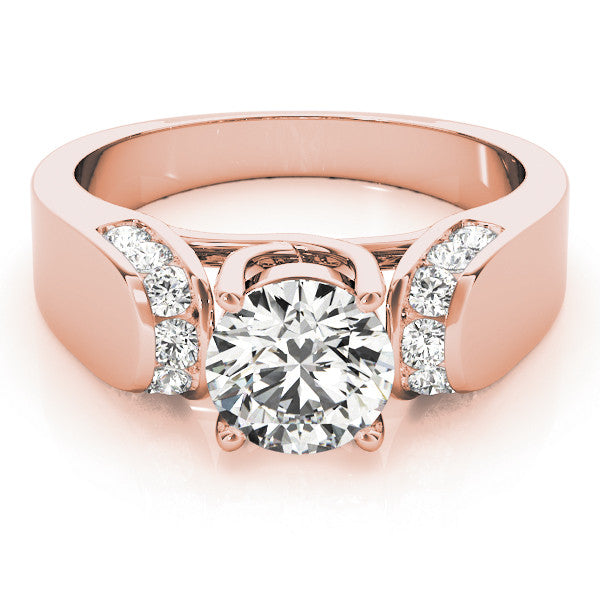 10K Rose Gold 2.55 Carat D VVS2 Round Cut Diamond Channel Set Solitaire Ring with Four-Prong Setting