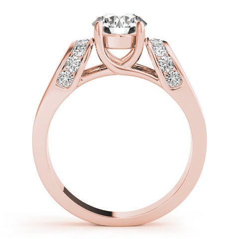 10K Rose Gold 2.55 Carat D VVS2 Round Cut Diamond Channel Set Solitaire Ring with Four-Prong Setting