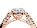 Rose gold Round Cut Diamond Channel Set Solitaire Ring with Four-Prong Setting_40