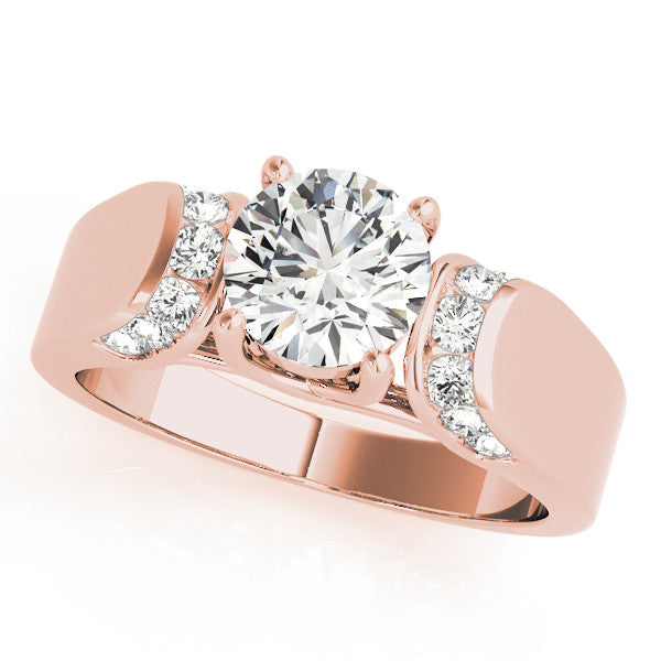 10K Rose Gold 2.55 Carat D VVS2 Round Cut Diamond Channel Set Solitaire Ring with Four-Prong Setting