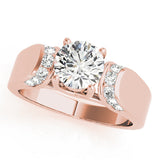 10K Rose Gold 2.55 Carat D VVS2 Round Cut Diamond Channel Set Solitaire Ring with Four-Prong Setting