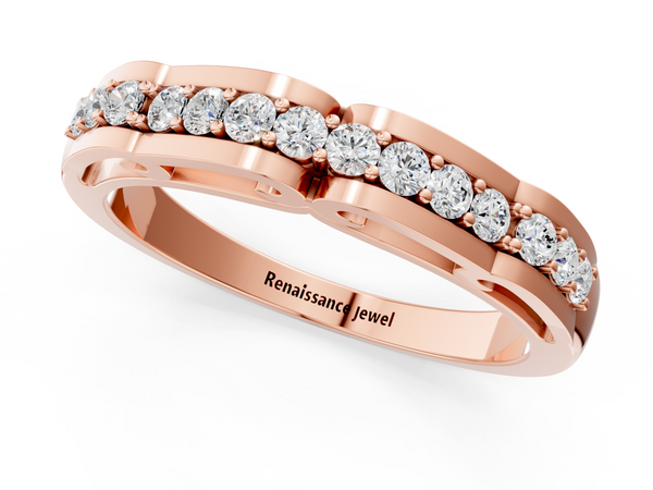Rose gold Round Cut Diamond Channel Set White Gold Band