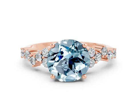 Rose gold Round Cut Diamond Cluster Pavé Band with Four-Prong Setting