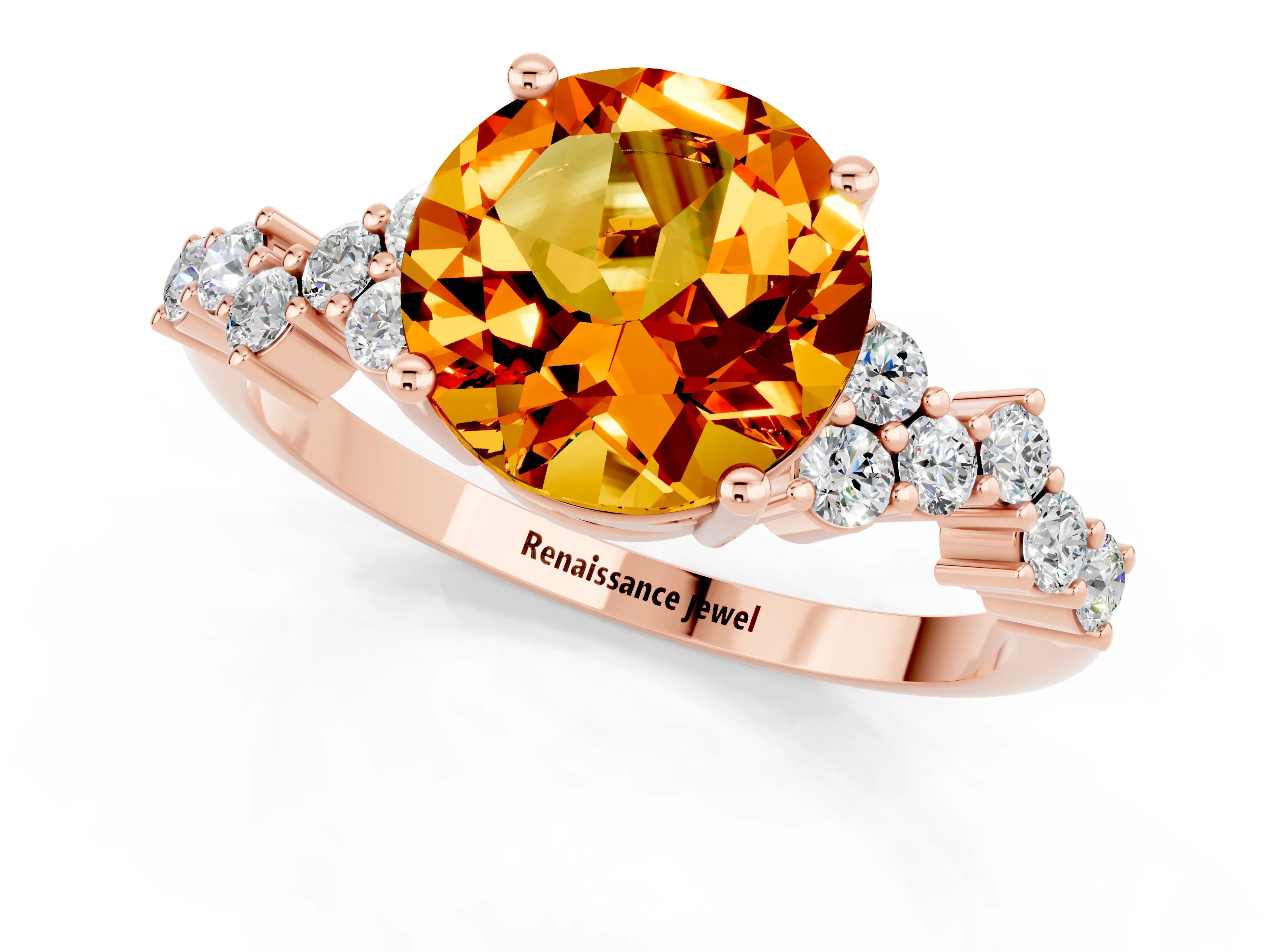 Rose gold Round Cut Diamond Cluster Pavé Band with Four-Prong Setting_1
