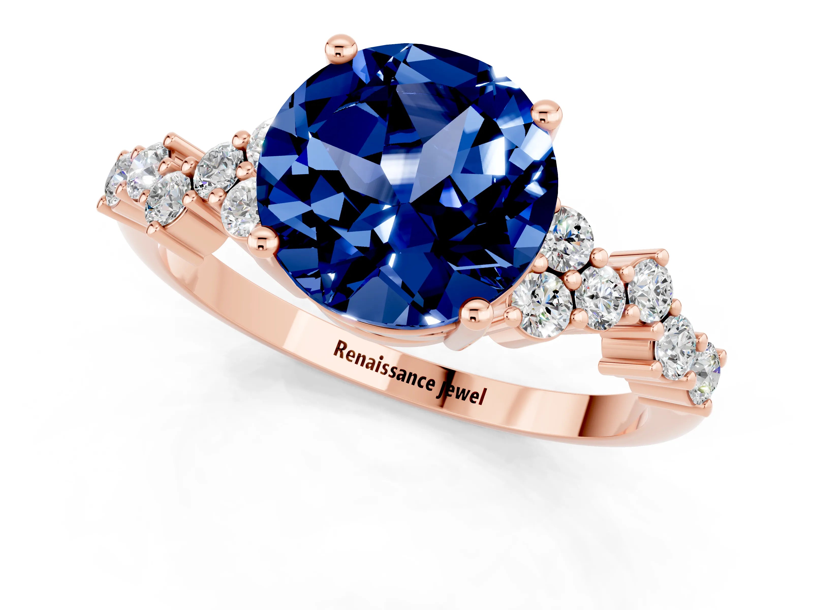 Rose gold Round Cut Diamond Cluster Pavé Band with Four-Prong Setting_1