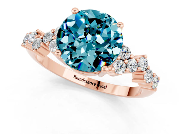 Rose gold Round Cut Diamond Cluster Pavé Band with Four-Prong Setting