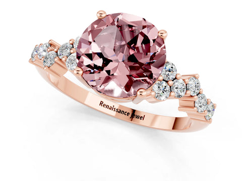 Rose gold Round Cut Diamond Cluster Pavé Band with Four-Prong Setting_1