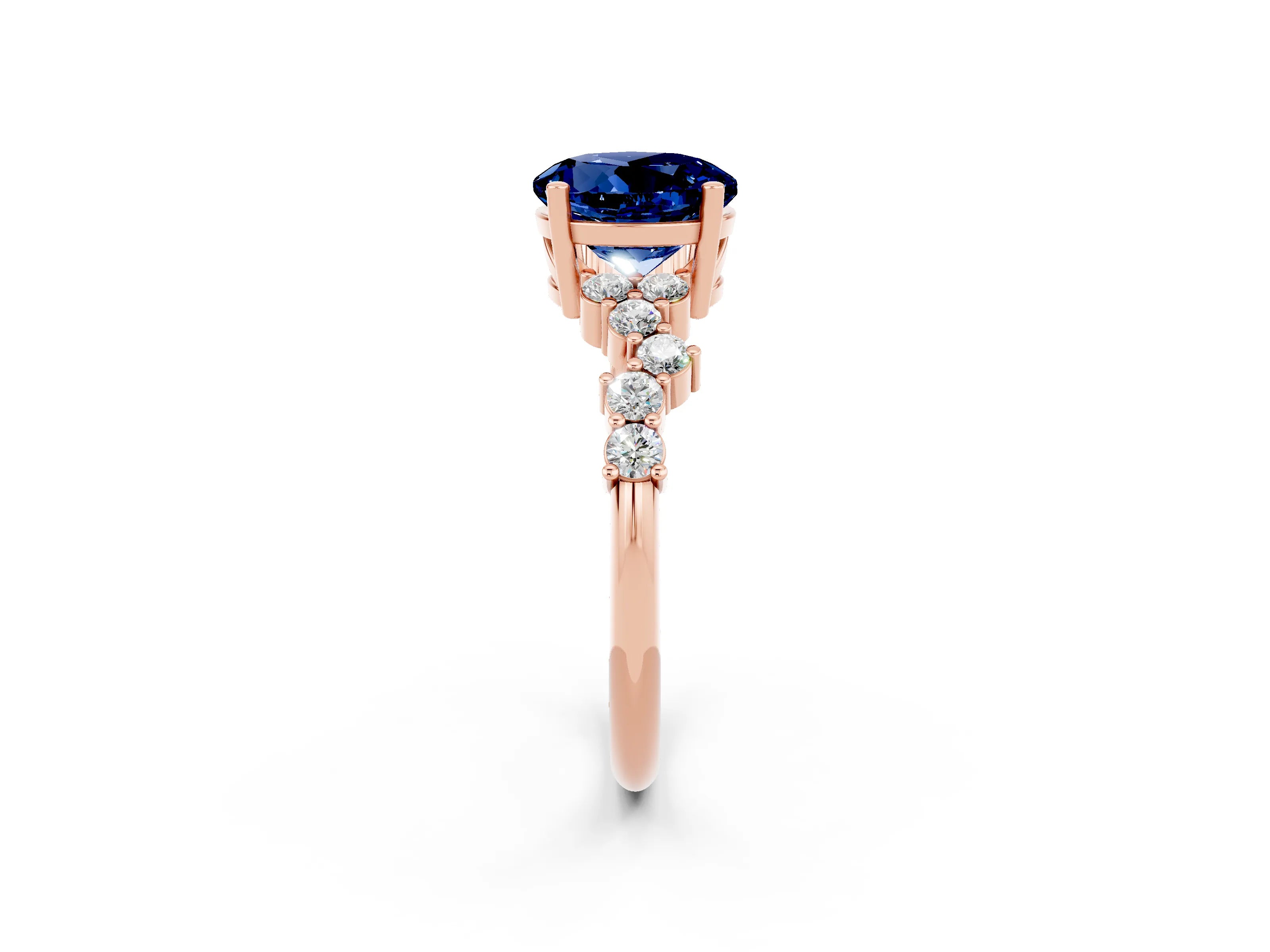 Rose gold Round Cut Diamond Cluster Pavé Band with Four-Prong Setting_2