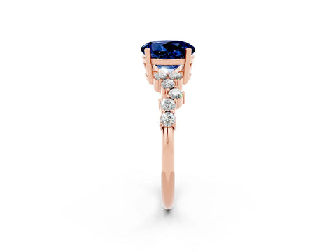Rose gold Round Cut Diamond Cluster Pavé Band with Four-Prong Setting_2