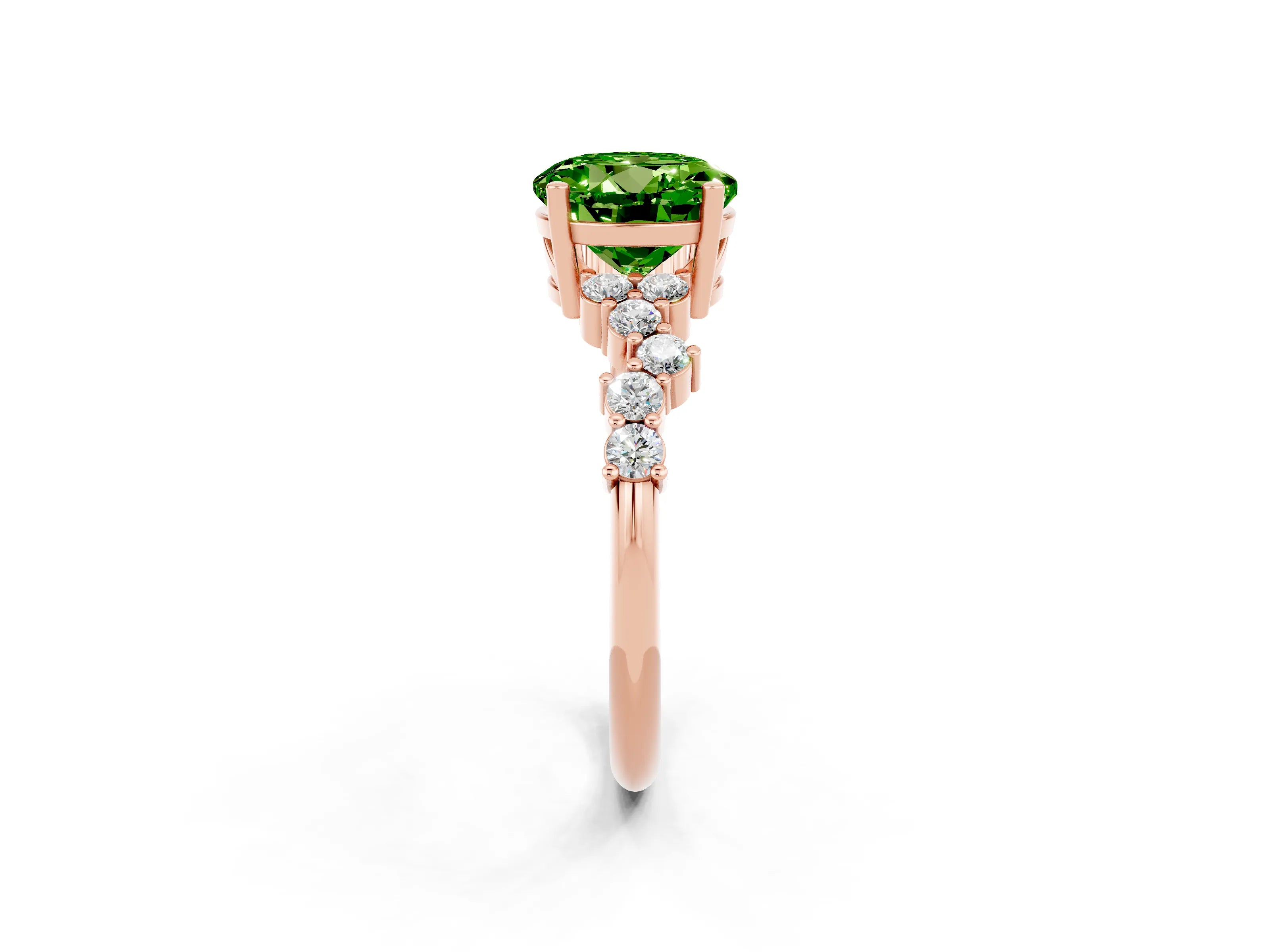 Rose gold Round Cut Diamond Cluster Pavé Band with Four-Prong Setting_2