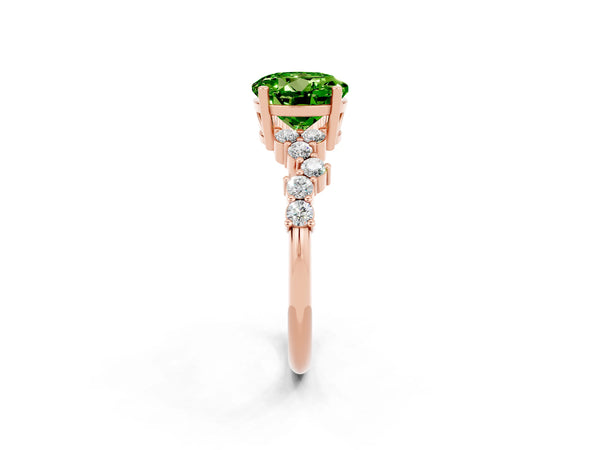 Rose gold Round Cut Diamond Cluster Pavé Band with Four-Prong Setting