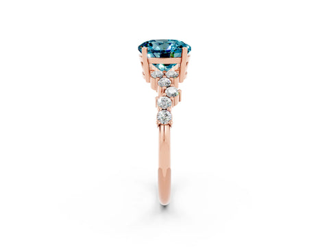 Rose gold Round Cut Diamond Cluster Pavé Band with Four-Prong Setting_2