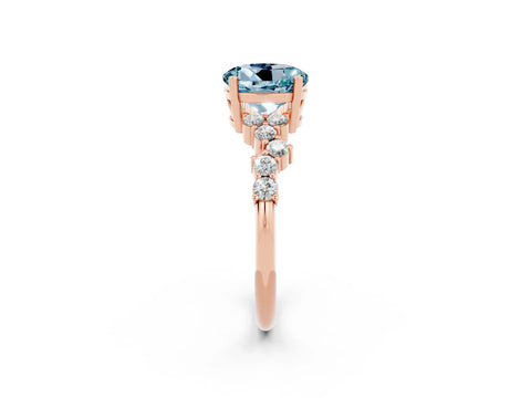 Rose gold Round Cut Diamond Cluster Pavé Band with Four-Prong Setting_2