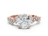 Rose gold Round Cut Diamond Cluster Pavé Band with Four-Prong Setting_3