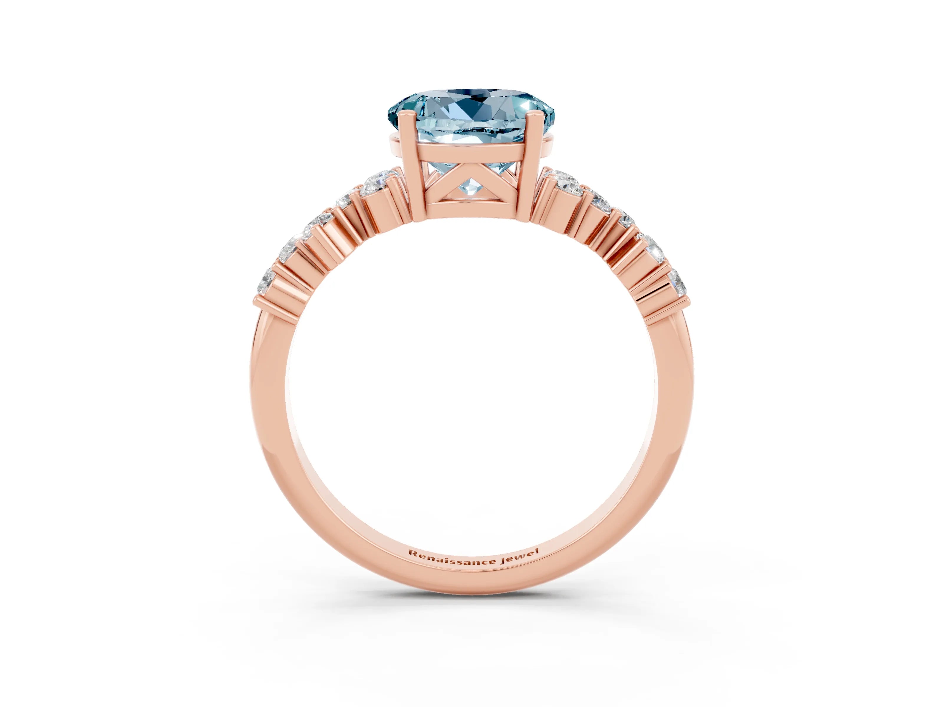 Rose gold Round Cut Diamond Cluster Pavé Band with Four-Prong Setting_3