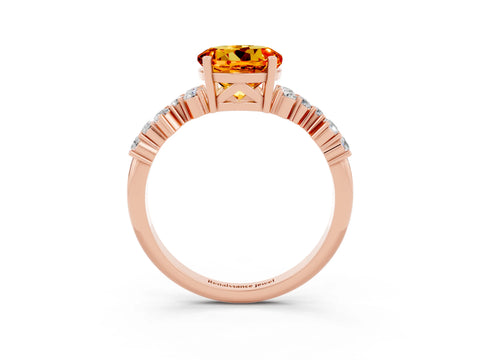 Rose gold Round Cut Diamond Cluster Pavé Band with Four-Prong Setting_3
