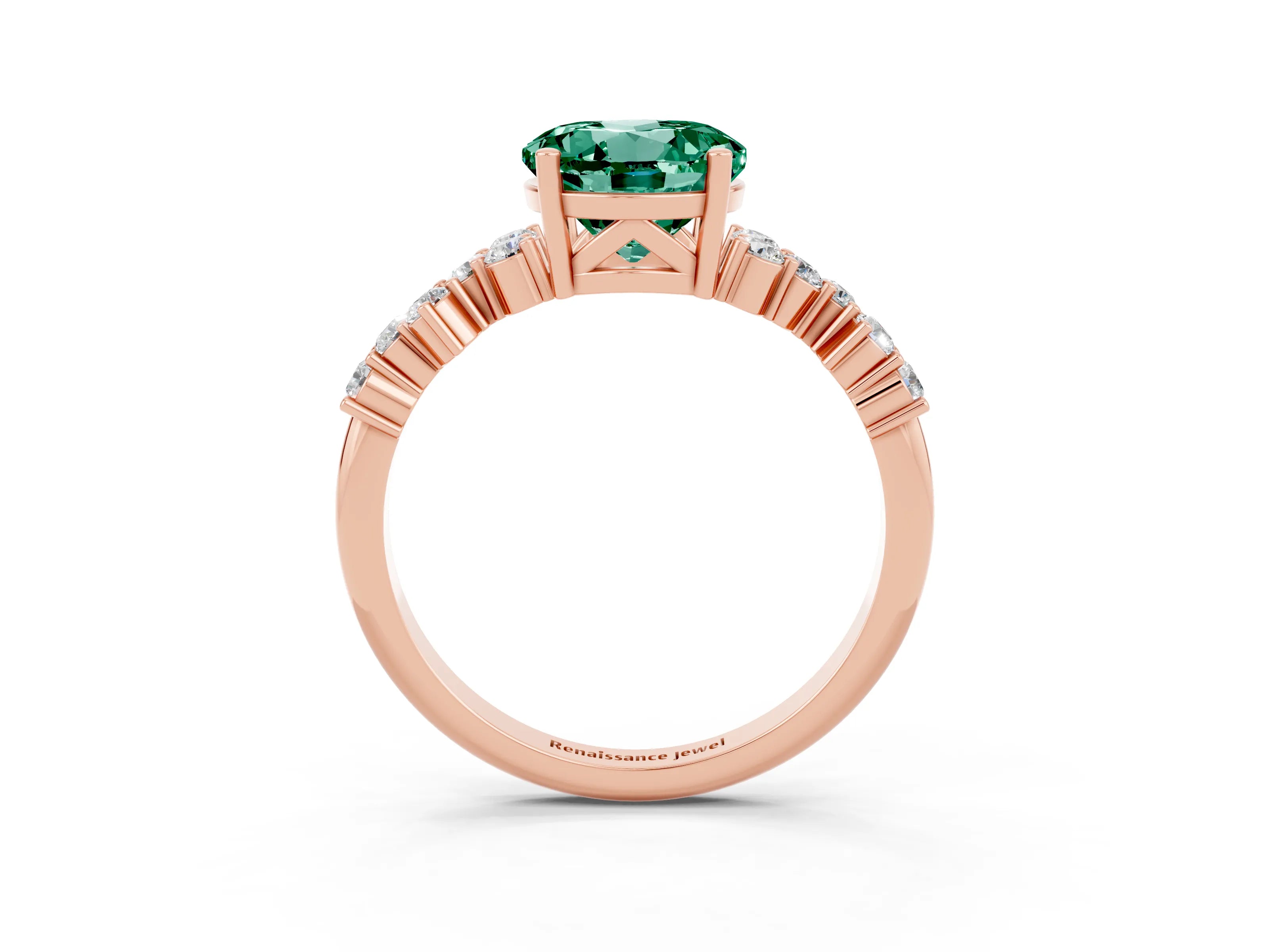Rose gold Round Cut Diamond Cluster Pavé Band with Four-Prong Setting_3