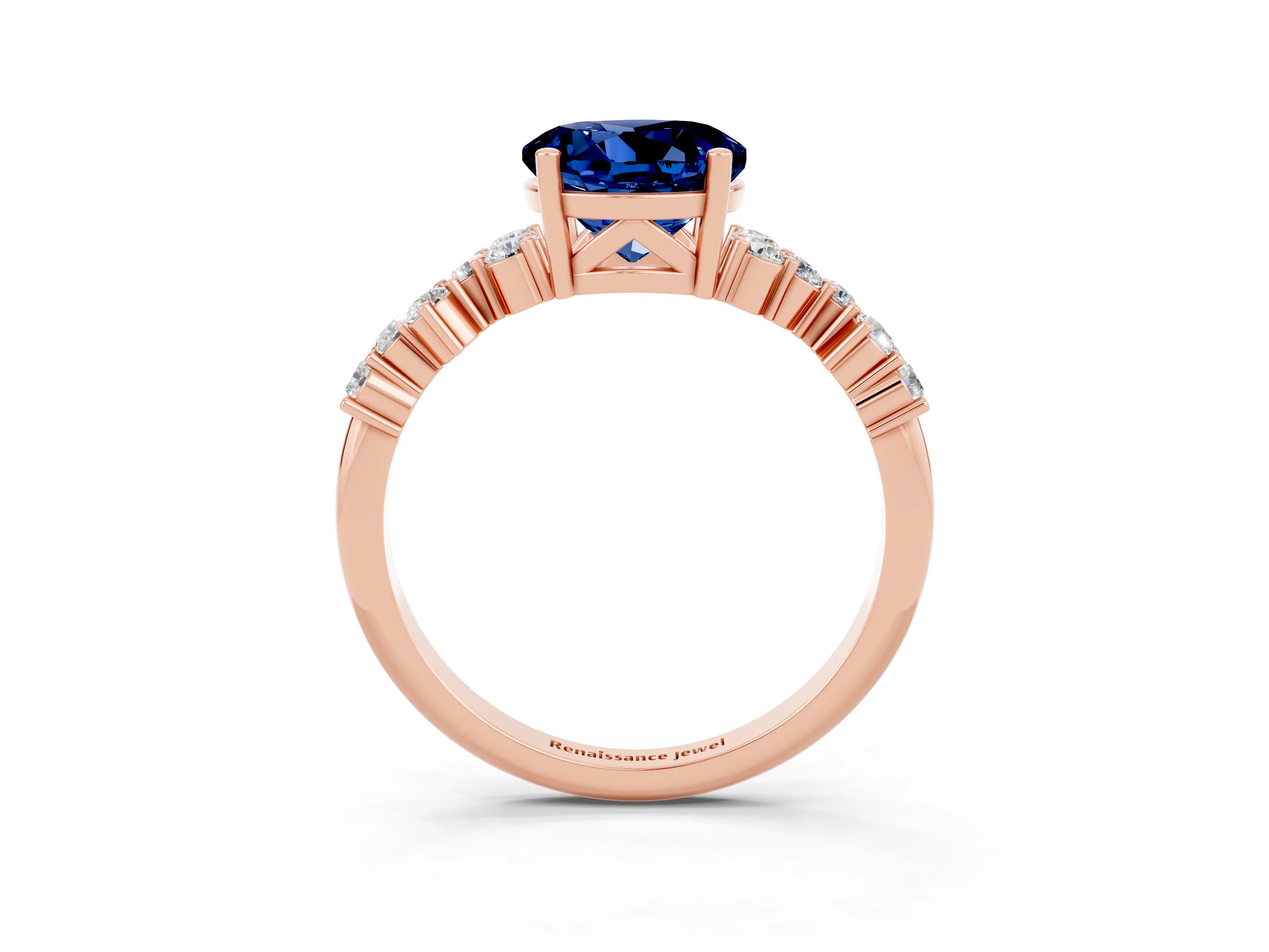 Rose gold Round Cut Diamond Cluster Pavé Band with Four-Prong Setting_3
