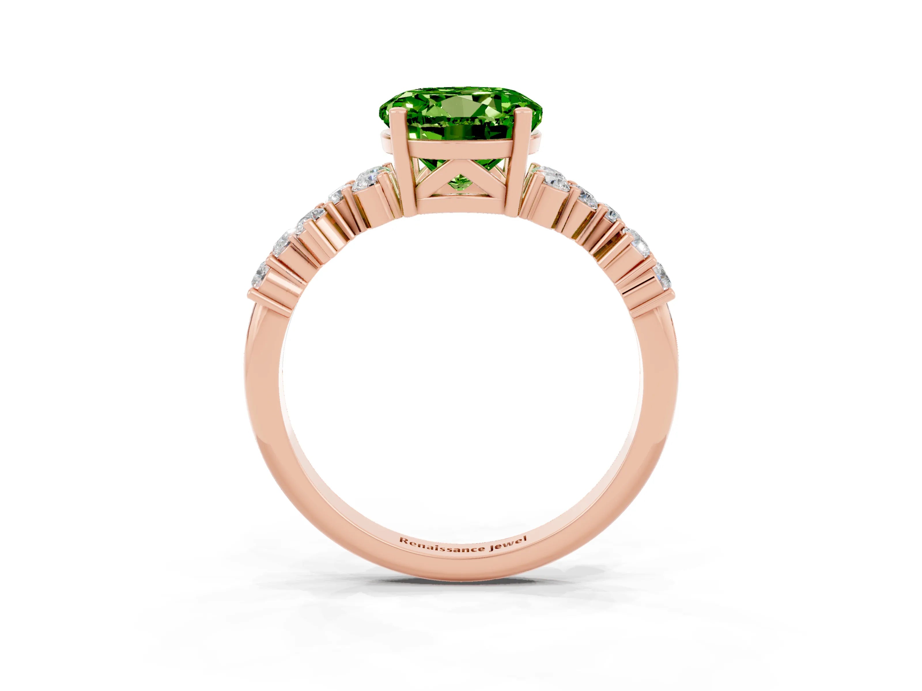 Rose gold Round Cut Diamond Cluster Pavé Band with Four-Prong Setting_3