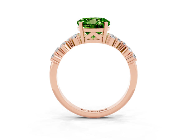 Rose gold Round Cut Diamond Cluster Pavé Band with Four-Prong Setting