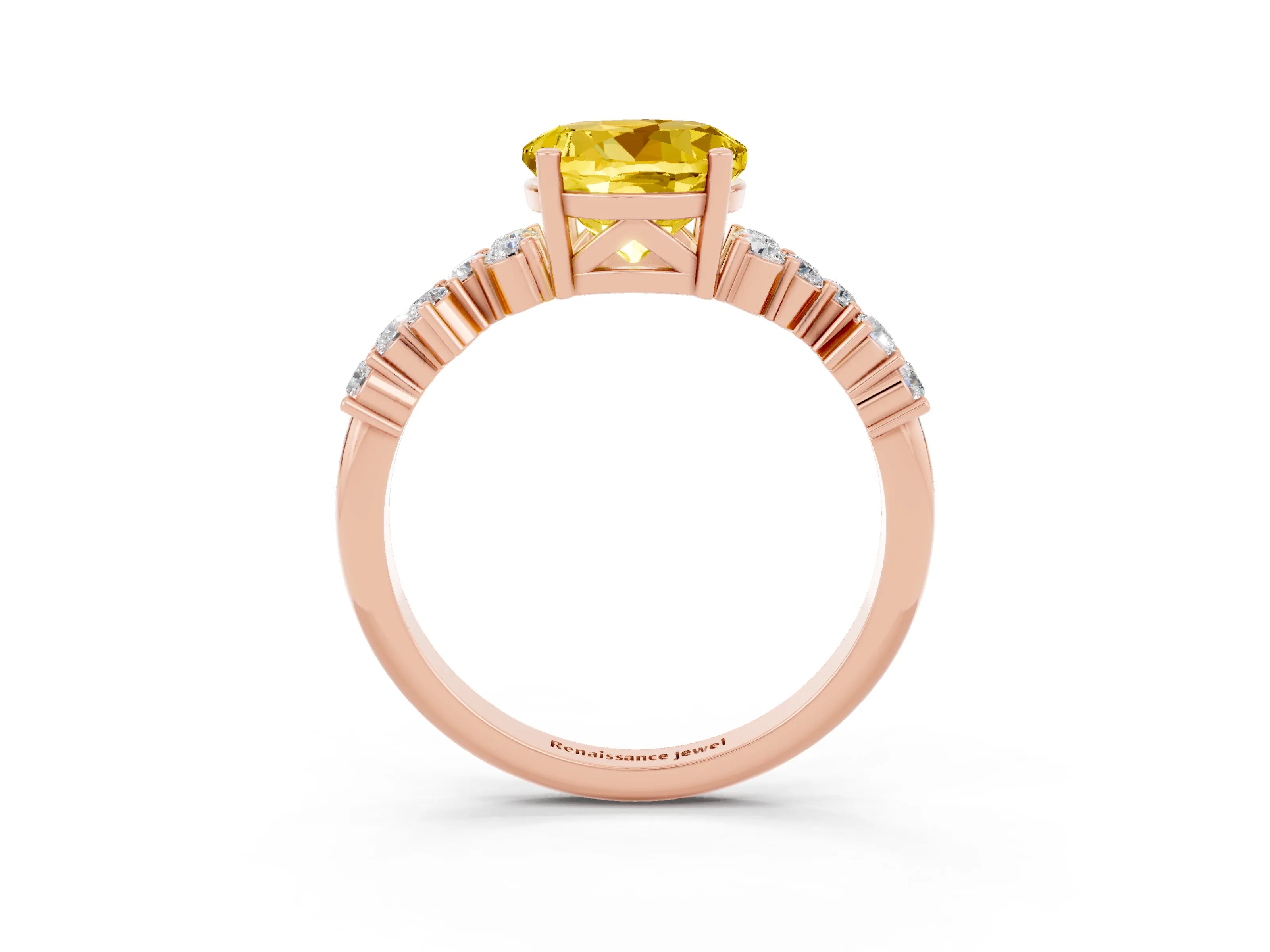 Rose gold Round Cut Diamond Cluster Pavé Band with Four-Prong Setting_3