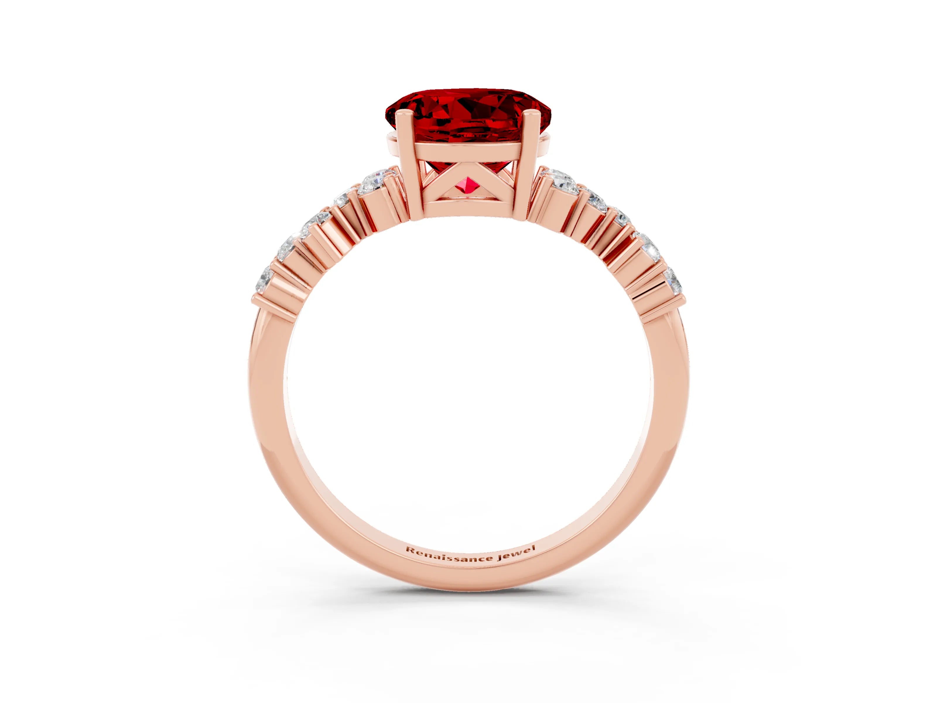 Rose gold Round Cut Diamond Cluster Pavé Band with Four-Prong Setting_3