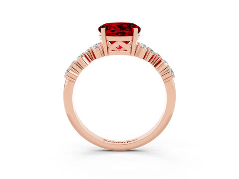 Rose gold Round Cut Diamond Cluster Pavé Band with Four-Prong Setting_3